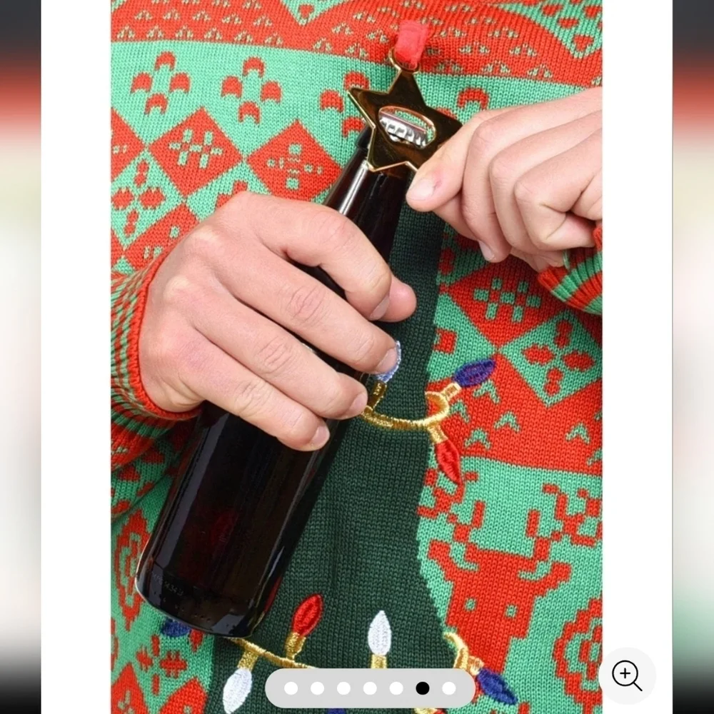 Tipsy Elves, Men's Bottle Opener Ugly Christmas Sweater, Green/Red, Size L